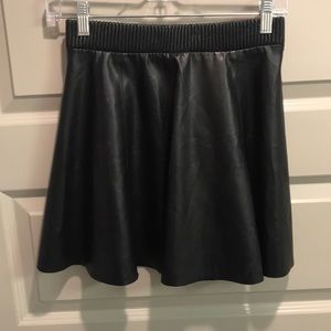 Pleather Black A-line Mini Skirt